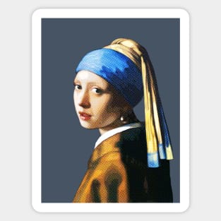 A girl with a pearl earring pop art Sticker